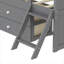 Lit plateforme simple en bois massif gris classique avec rangement à 4 tiroirs, barrière de sécurité pour chambre d'enfant
