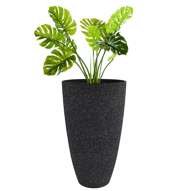 Pot Planter, 20" H x 11.5" W x 11.5" D, Speckled Black, 1