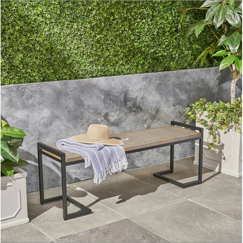 Banc industriel en bois et métal Hopkins, Gris