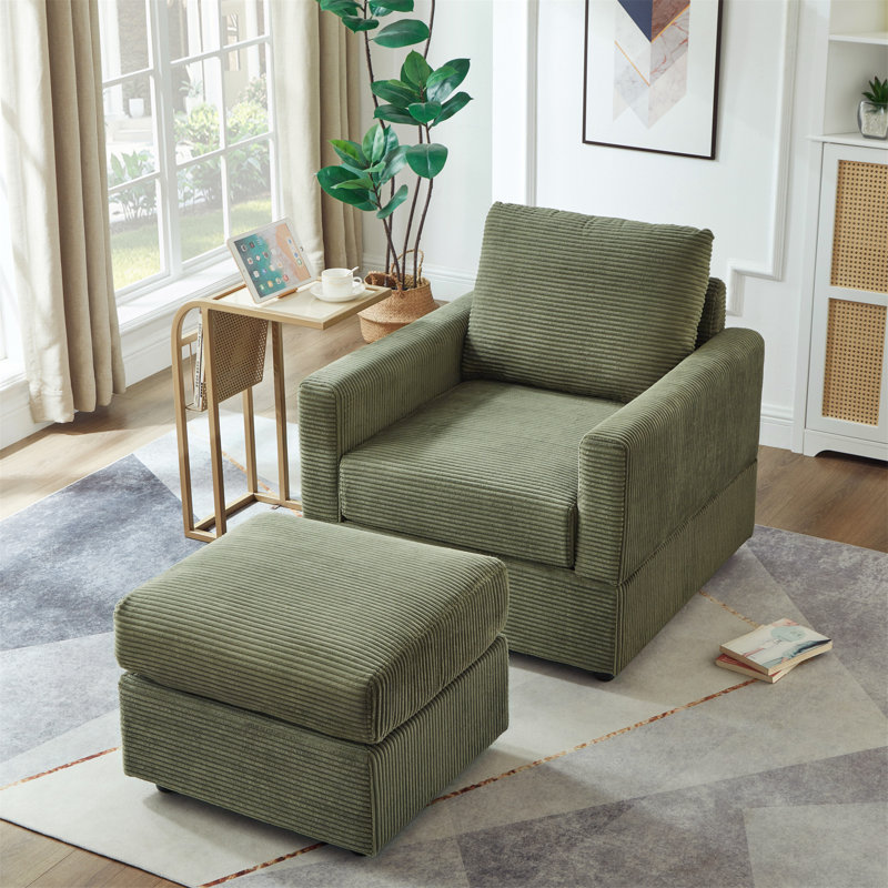 Canapé modulaire confortable avec repose-pieds pour un salon relaxant, Vert