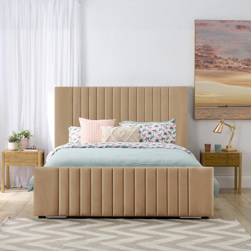 Aerys Upholstered Bed, Small Double (4'), Beige