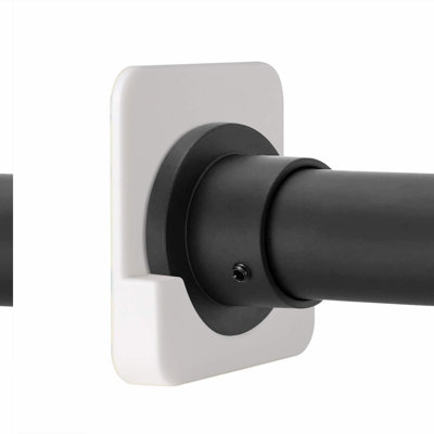 Stick-On No-Drill Adhesive Shower Rod Holders - Wall Mount Tension Retainers (2 Pack, White) (Shower Curtain Rod Not Included)