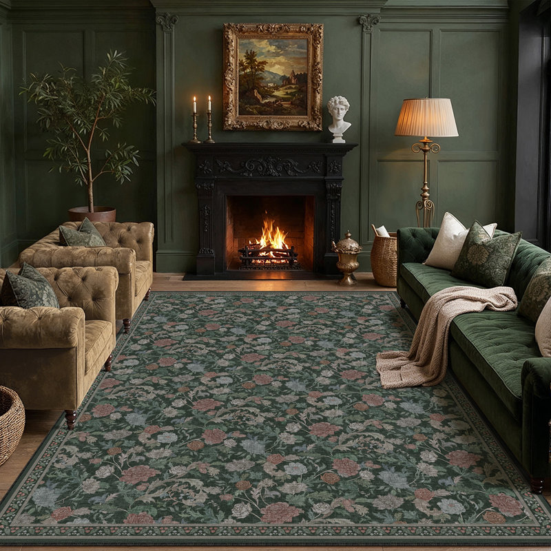 Tapis lavable à la machine Veridian Home, Rectangulaire 8 pi x 10 pi, Vert