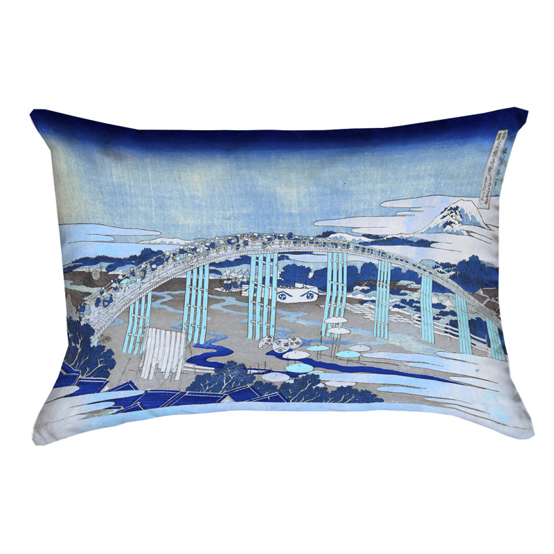 Coussin lombaire imperméable Katsushika Hokusai, Bleu