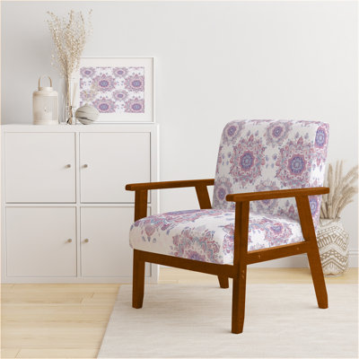 Chaise rembourrée Boho - Fauteuil mandala rose pâle