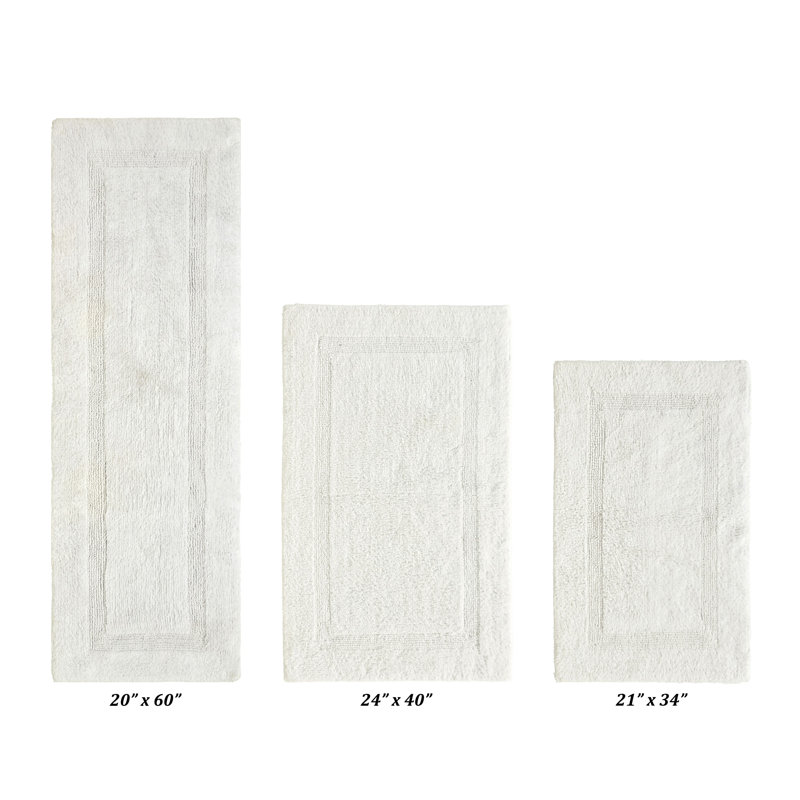 Annerose Premium 100% Cotton 3 Piece Bath Rug Sets, Machine Washable, Super Absorbent & Tufted Weave Reversible Bath Mat for Bathroom, Shower, and Tub, Oeko-Tex Certified Bathroom Rugs