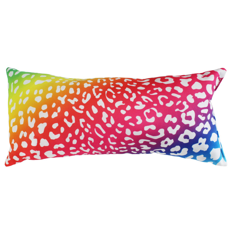 Animal Print Reversible Throw Pillow, Rainbow Gradient/White