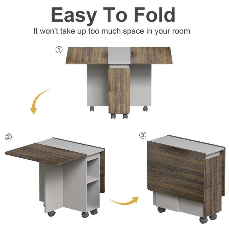 Foldable Expandable Dining Table Set for 4 People