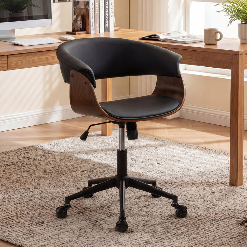 Comfortable Adjustable Office Chair With Padded Seat And Back, Swivel Computer Desk Chair With Wheels, Black, Black