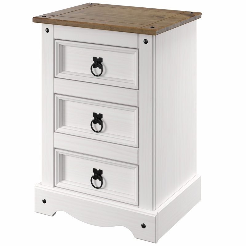 Wiete 17.72'' W Nightstand, White Wash/Antique Brown