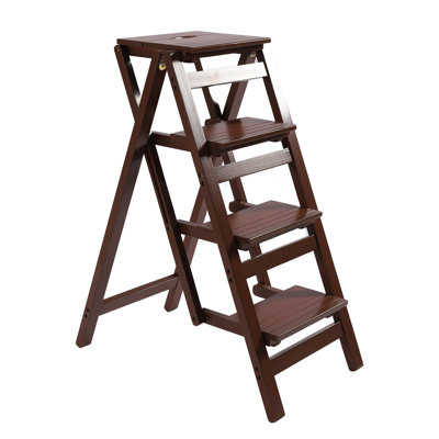 4-Step Sharatan Folding Wooden Step Stool Ladder