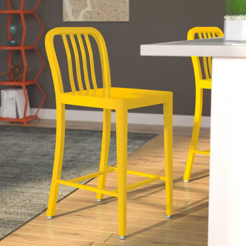 Carouthers 24" Commercial Grade Metal Counter Height Stool with Footrest by Flash Furniture, Yellow
