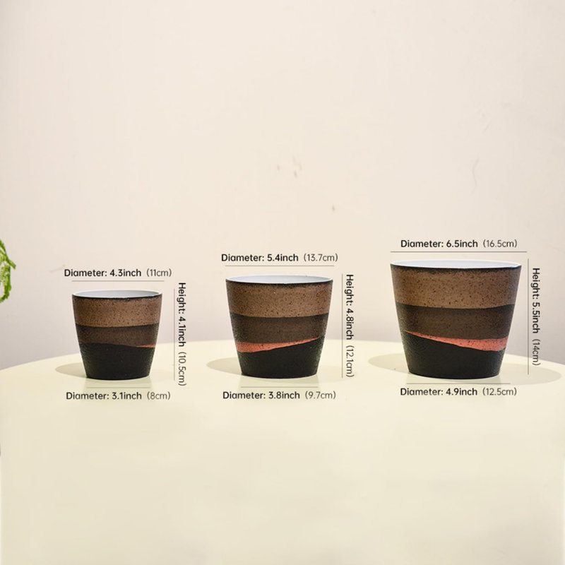 6/5/4in Mocha Layered Indoor/Outdoor Planter - 3pc Set