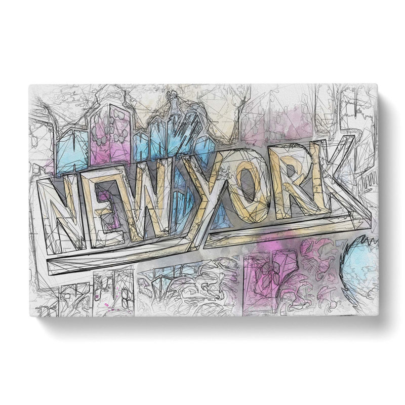 New York City Graffiti in Abstract - Wrapped Canvas Drawing - Wrapped Canvas, 40cm H x 60cm W x 3cm D