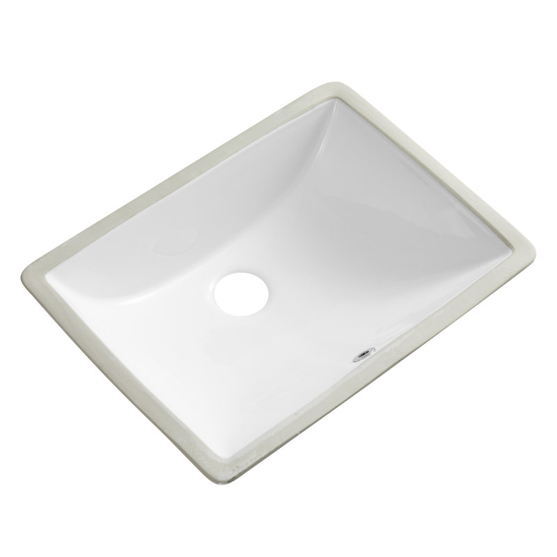 Wetiny 15'' White Ceramic Rectangular Bathroom Sink with Overflow