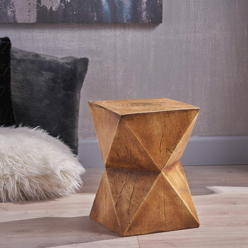 Handcrafted Lightweight Concrete Accent Table With Modern Hourglass Design