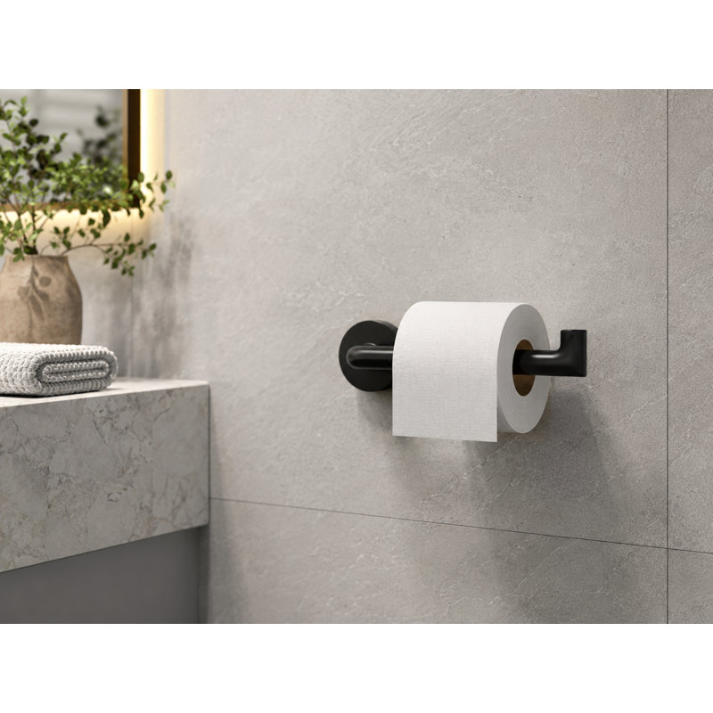 Wall Mounted Toilet Paper Holder in Stainless Steel with Black Finish