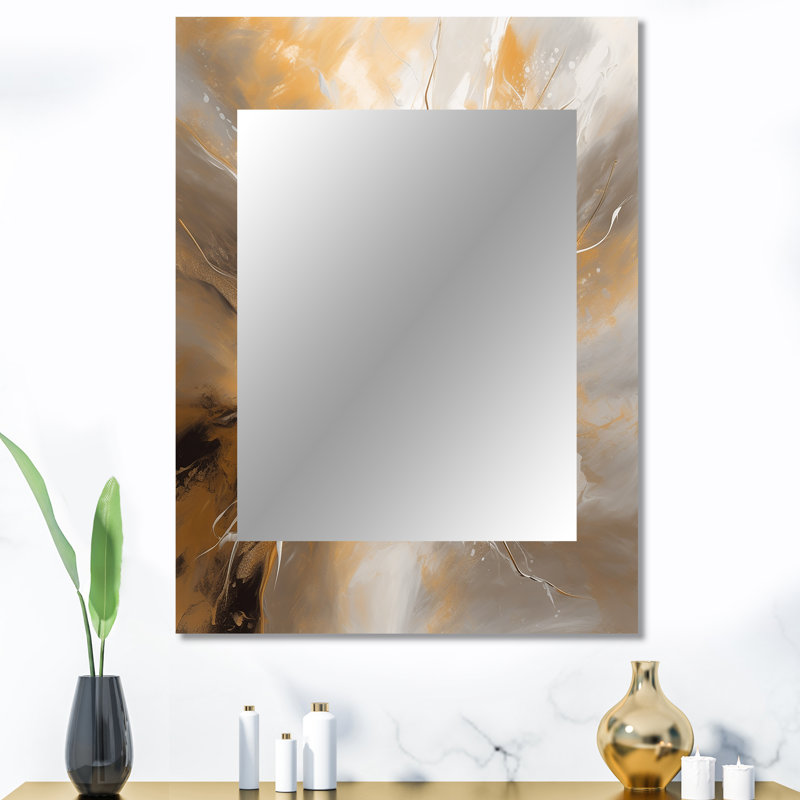 Gold and Silver Chromatic Essence II - Abstract Unique Wall Mirror Decor, Modern Large Mirror, Printed Metal Art, 40" x 30"
