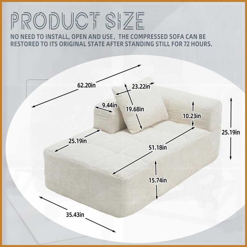 Canapé minimaliste en chenille - tissu anti-froissement, rebond rapide pour la chambre à coucher du salon, Beige