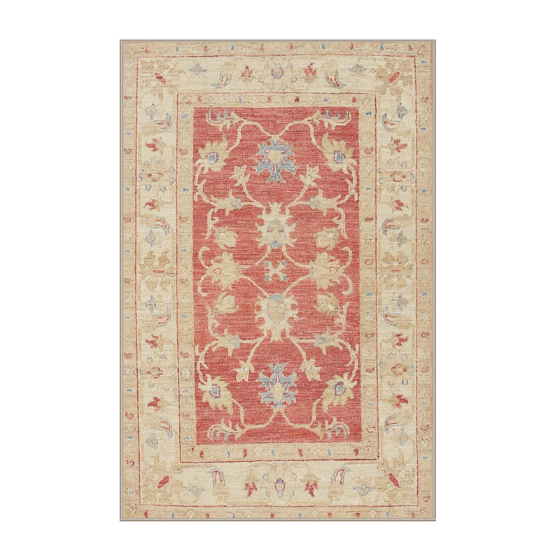 Beige oriental Cromartie/Tapis décoratif rouge, Rectangle 7 pi x 10 pi