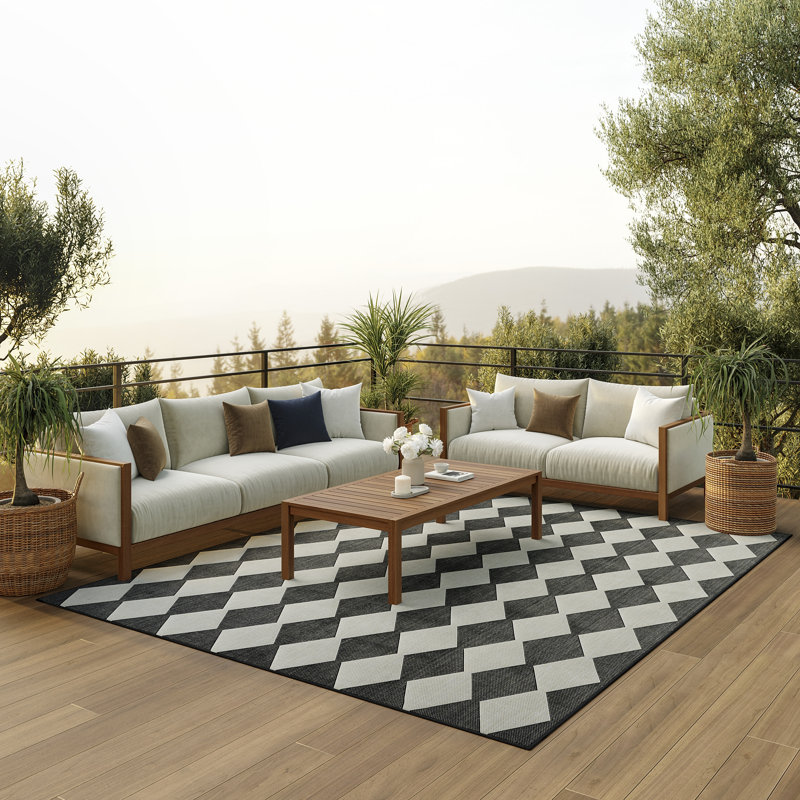Positano Indoor/Outdoor Area Rug, Rectangle 4' x 6', Black