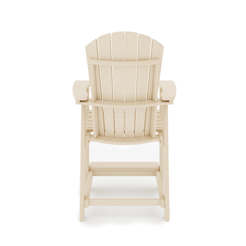 Chaise de comptoir St. - Bois pour patio et jardin. Siège et dossier courbés confortables. Repose-pieds élargi pour un soutien accru. Style élégant pour l'extérieur. Quincaillerie en acier inoxydable.