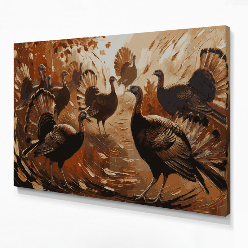 «Thanksgiving Turquie», silhouettes et illustrations, art mural sur toile brune