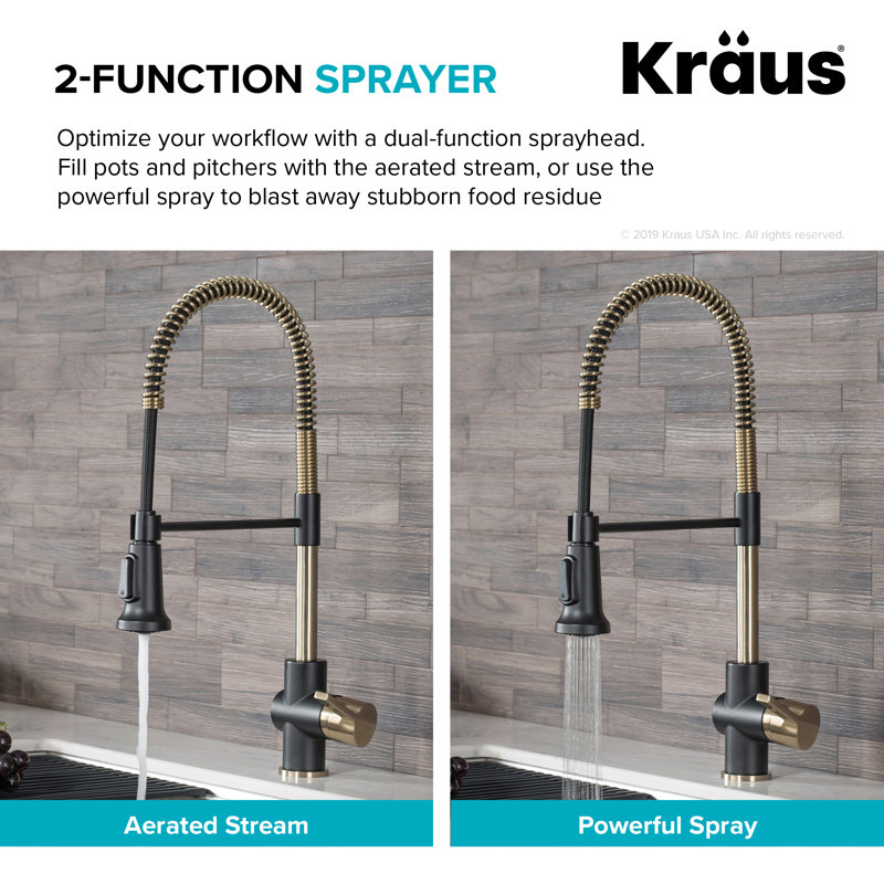Robinet de cuisine Britt, Or brossé / noir mat, Without Filter Faucet