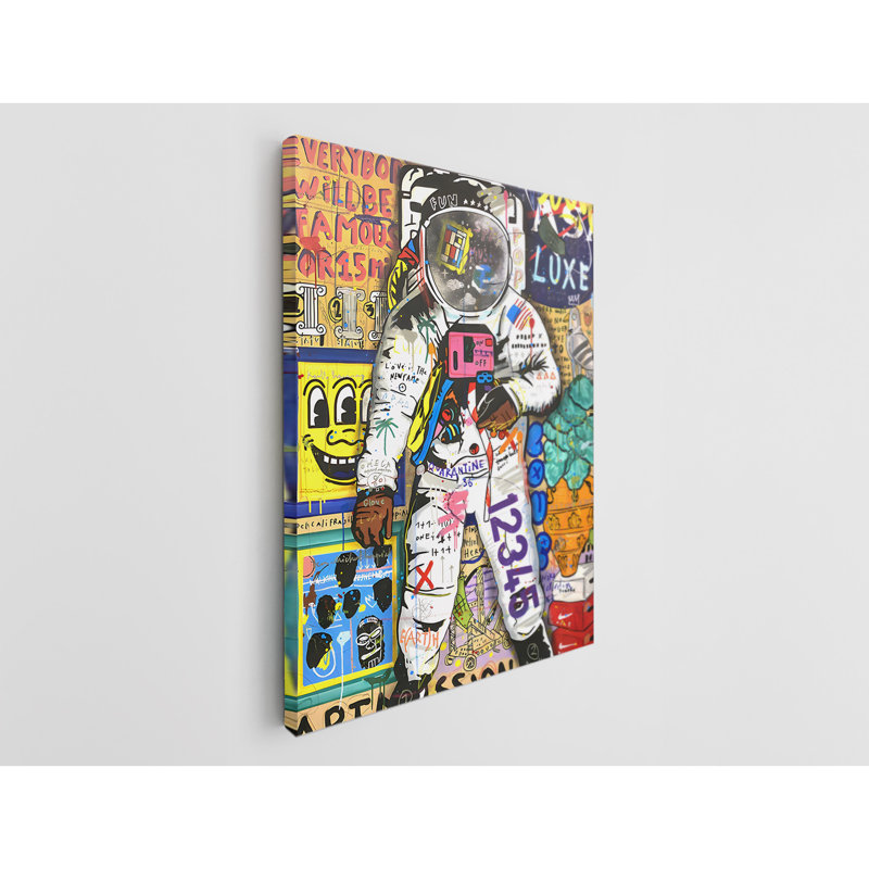 Astronaute Pop Art Street Art, reproduction sur toile, H 36 po x l 24 po
