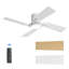 48'' Flush Mount Ceiling Fan with Light 4 Two-colour Blades, Dimmable, 6-Speed Reversible DC Motor Ceiling Fan Remote, White and Wood Grain -384645957-384645958