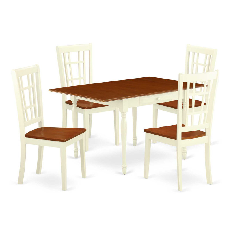 L'ensemble de table de salle à manger 5 pièces pour 4 personnes comprend une table de cuisine rectangulaire avec Dropleaf et 4 chaises de salle à manger, babeurre et cerise