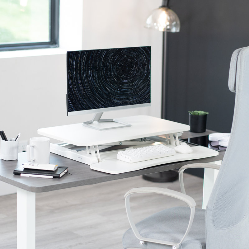 VIVO Height Adjustable Standing Desk Converter (DESK-V000K Series), 28", White/White