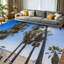 Tapis bleu lavable à la machine bleu Venice Beach Santa California-133684207