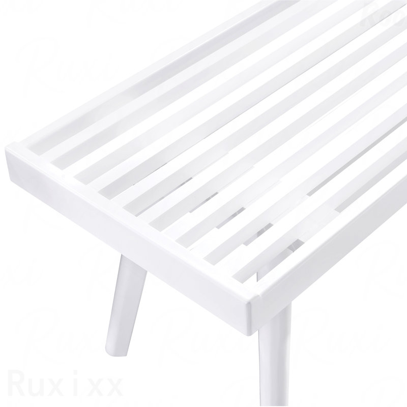 Solid Wood Slatted Bench - 41.30-Inch Length, 17.5" H x 41.3" W x 16.5" D