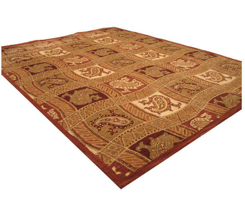Tapis brun en laine touffeté à la main Paisley