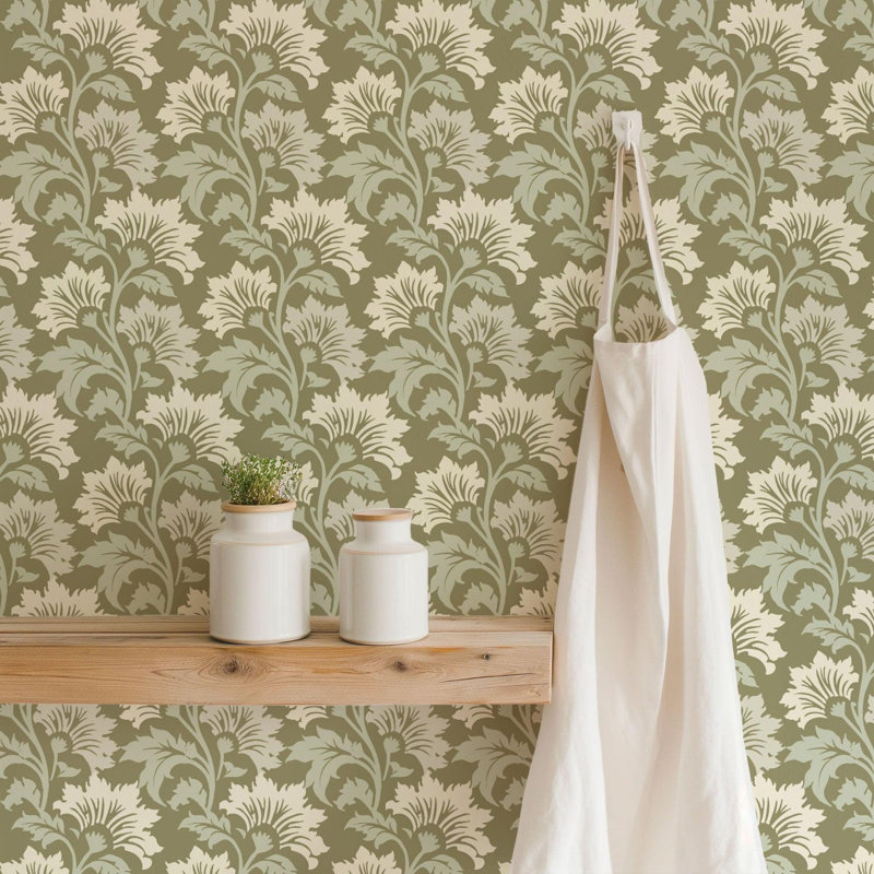 Wildflower - Botanical Wallpaper, Pale Skies, Faux Grasscloth