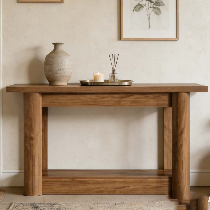 Table d'entrée, console à 2 niveaux, Brun