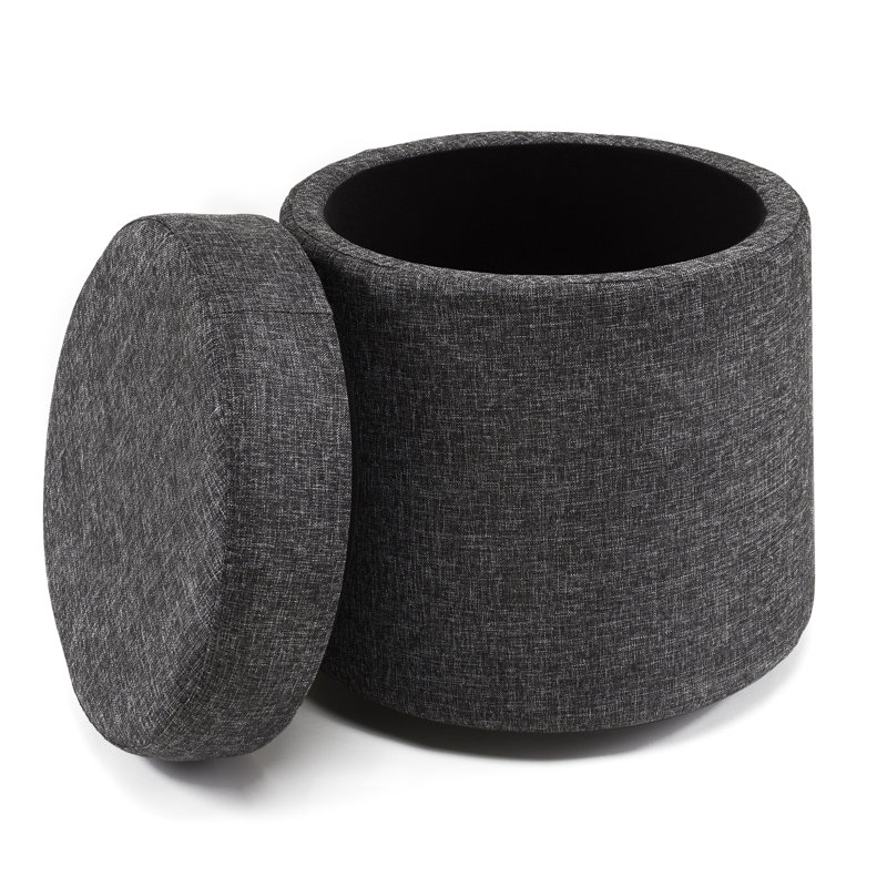 Modern Gray 18'' Wobble Storage Ottoman with Midnight Blue Cushion