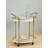 Modern Bar Cart With 2 Travertine Style Shelves, Cream And Gold Finish, Mobile Serving Cart For Living Room, Dining Room, Or Kitchen