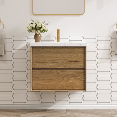 Wall-mounted Bath Vanity With Engineered Marble Top