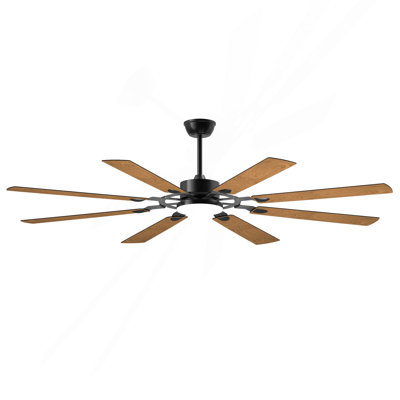 Grand ventilateur de plafond 72 pales de 72 pouces à 72 pales, moteur à courant continu réversible silencieux, ventilateur de plafond moderne intérieur / extérieur, adapté pour la cuisine, le salon et la terrasse, noir.