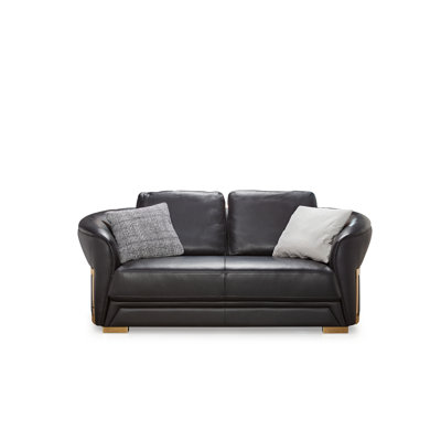 74" Genuine Leather Rolled Arm Slipcovered Loveseat