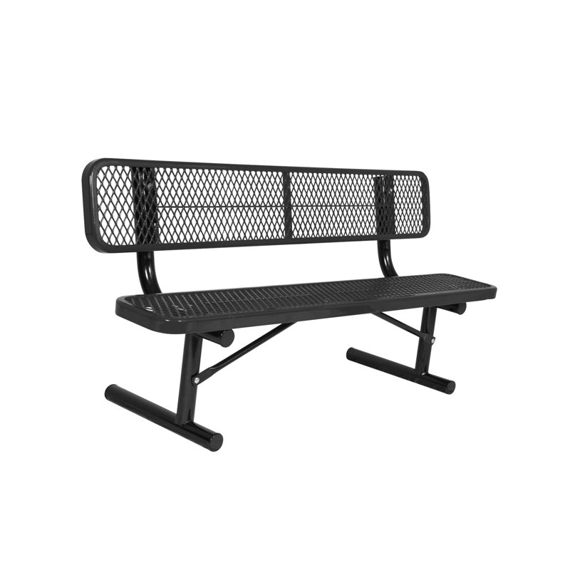 Banc de parc en acier Gaviota, Noir / Noir, 8 pi