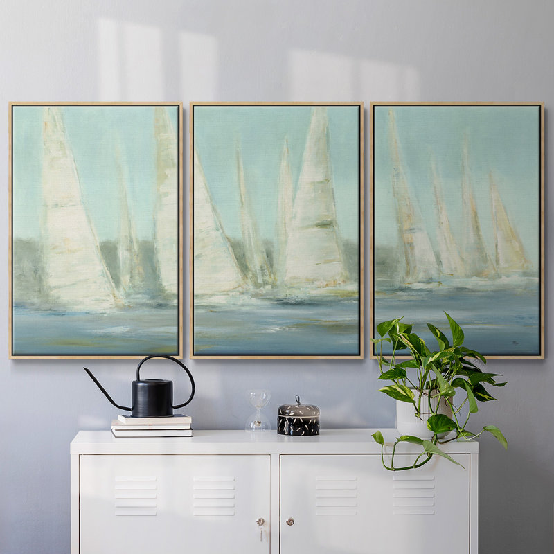 Summer Sails, reproduction sur toile 3 pièces, Naturel, H 36 po x l 75 po x P 2 po