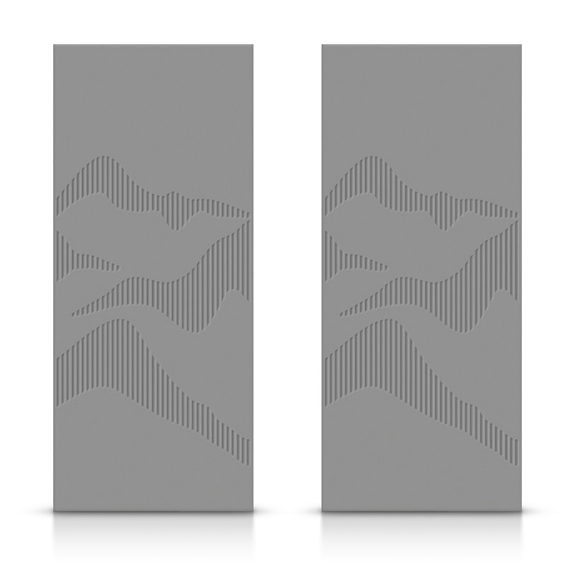 Portes de placard à panneaux et en bois, Gris clair, 60 po x 80 po