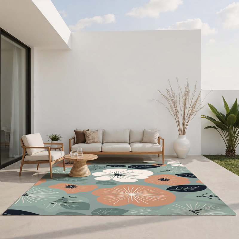 Floral Echo Indoor And Outdoor Area Rug, Rectangle 1'6" x 2'6"