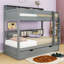 Lit superposé en bois avec lit gigogne simple et tablettes de rangement intégrées, échelle-973404078-973404076