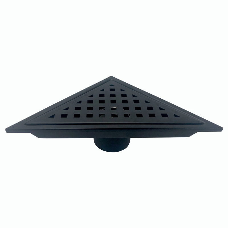 Bonde de douche triangulaire en acier inoxydable à motif de pixels, Noir