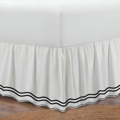 400TC Wavy Embroidery & Border Cotton Sateen Solid Bed Skirt Upto 50" Drop Length