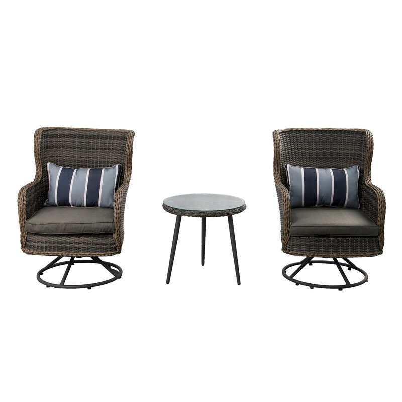 Condry Rattan Wicker 2 - Person Seating Group with Cushions